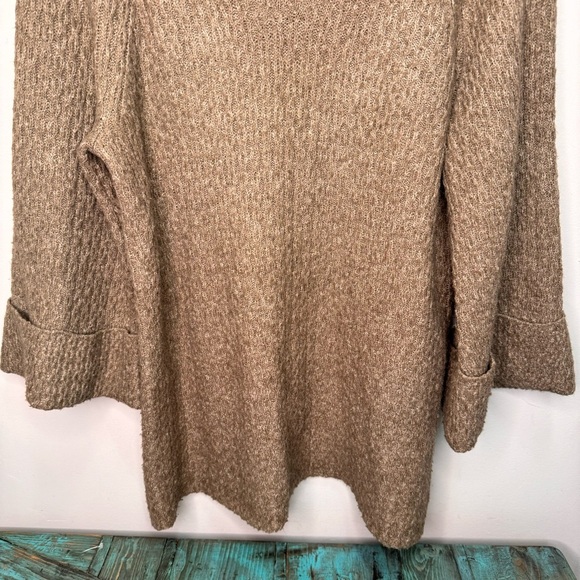 Mac & Jac Tan Wool Mohair Turtleneck Bell Sleeve Sweater Size XL - Picture 9 of 12